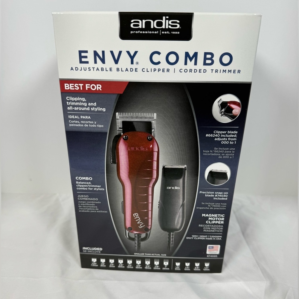 Andis Envy Combo Clipper Set - Red and Black